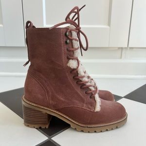 Anthropologie Seychelles muted pink Sherpa boots - never worn NEW